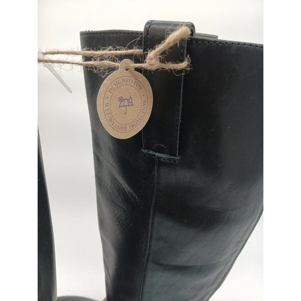 Womens Sofft Samantha III Black Leather Knee High Riding Boots Size 6 M NWOB